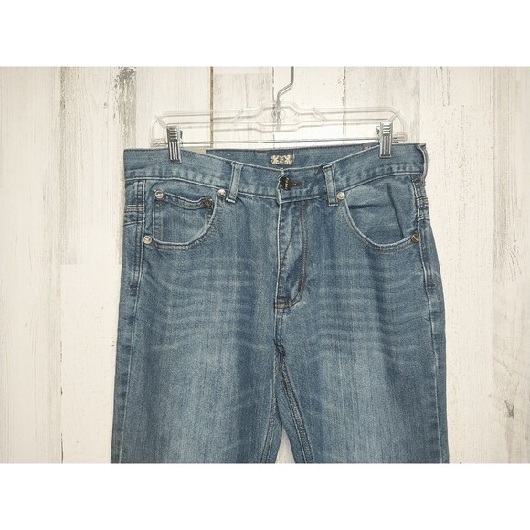 FUSAI Men's Straight Leg Jeans Size 34x30 Embroidered Pockets - Picture 3 of 11